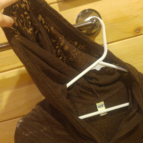 Women's Brown Graphic Tap Hoodie Shirt - Picture 9 of 9